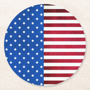 Stars And Stripes-American Flag Round Paper Coaster