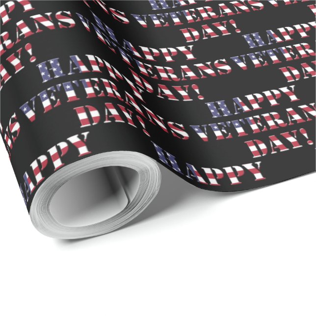 Stars and Stripes American Happy Veterans Day Wrapping Paper (Roll Corner)