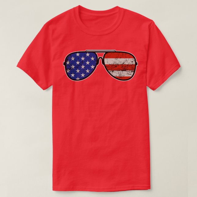 Stars and Stripes American Sunglasses Gift T-Shirt (Design Front)