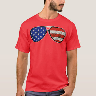Stars and Stripes American Sunglasses Gift T-Shirt
