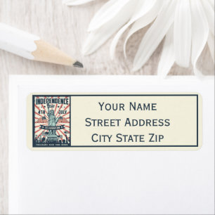 Stars and Stripes and Lady Liberty Independence Return Address Label