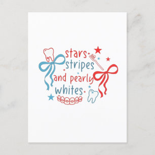 Stars and Stripes and Pearly Whites 4th Of July Announcement Postcard