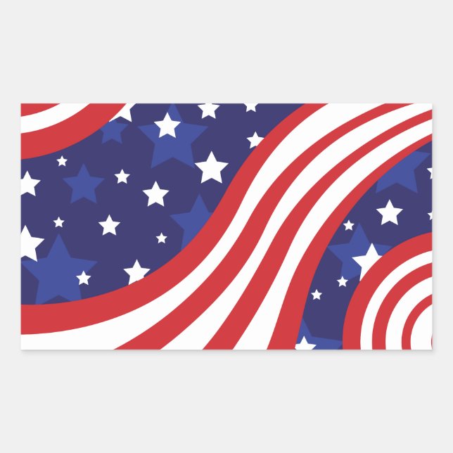 Stars and Stripes Are Waving Rectangular Sticker (Front)