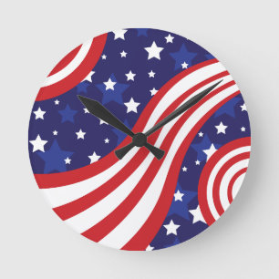 Stars and Stripes Are Waving Round Clock