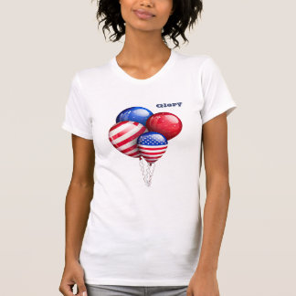"Stars and Stripes Balloon" with Name Women's T-Shirt