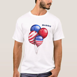 "Stars and Stripes Balloons" with Name Men's T-Shirt