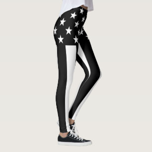 Stars and Stripes Black and White Decor Leggings
