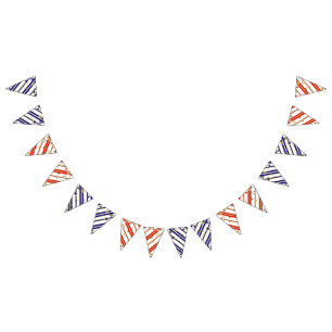 Stars And Stripes - Blue Red Gold White Pattern 1 Bunting