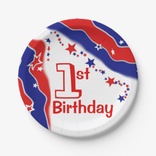 Stars and Stripes Custom FIRST BIRTHDAY Paper Plate