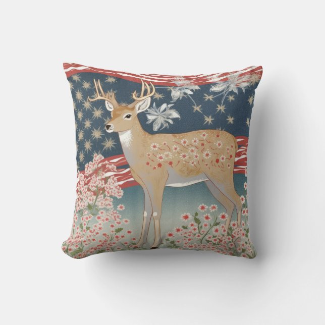 Stars and Stripes Deer Cushion (Front)