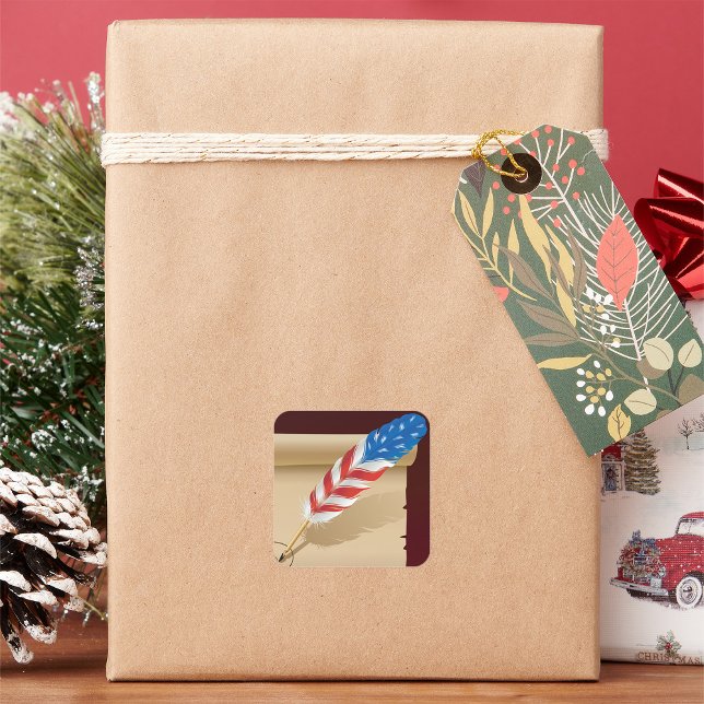 Stars And Stripes Feather Square Sticker (Creator Uploaded)