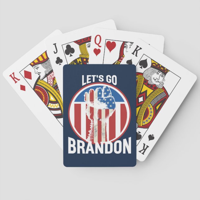 Stars and Stripes Fist Let's Go Brandon Playing Cards (Back)