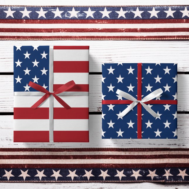 Stars and Stripes Flag of the USA Wrapping Paper Sheet (Creator Uploaded)