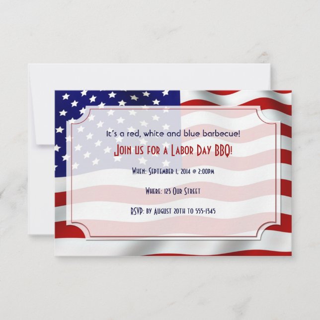 Stars and Stripes Forever Flag Labour Day Invitation (Front)