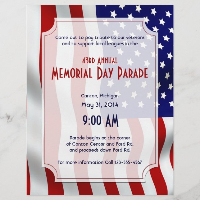 Stars and Stripes Forever Flag Memorial Day Flyer (Front)