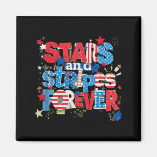 Stars and Stripes Forever Red White Blue Letters Magnet