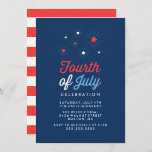 Stars and Stripes   Fourth of July Celebration Invitation