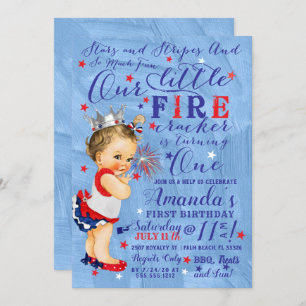 Stars and Stripes Fourth of July Vintage Theme Invitation