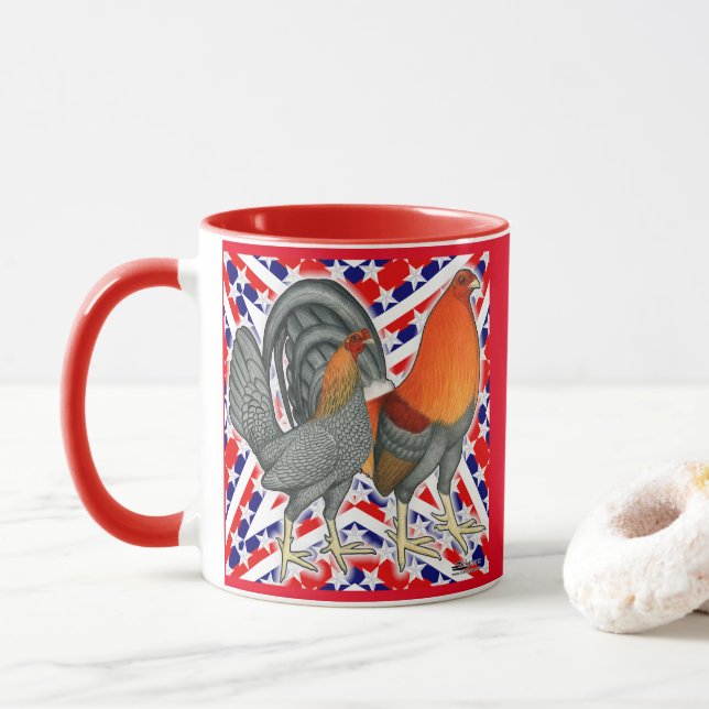 Stars and Stripes Gamefowl Mug (With Donut)