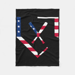 Stars And Stripes Home Plate Baseball Bats America Fleece Blanket