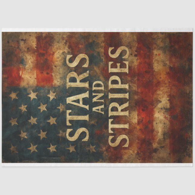 Stars and Stripes in Distress Decoupage Paper  (Front)