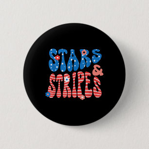 Stars and Stripes Independence Day Patriotic USA 6 Cm Round Badge