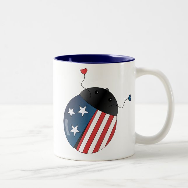 Stars and Stripes Ladybug Two-Tone Coffee Mug (Right)