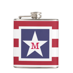 Stars and Stripes Monogram Stylised Hip Flask
