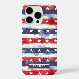 Stars and Stripes Monogrammed iPhone 16 Pro Case