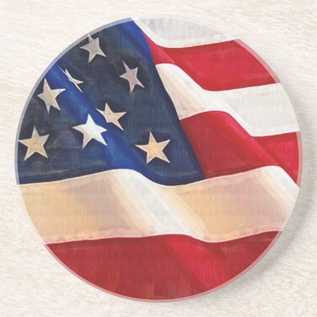 Stars and Stripes Old Glory American Flag Coaster (Front)