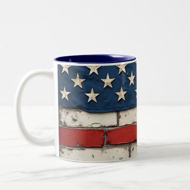 Stars and Stripes, Old Glory. Two-Tone Coffee Mug (Left)