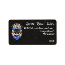Stars and Stripes Patriot Pug rebel custom label