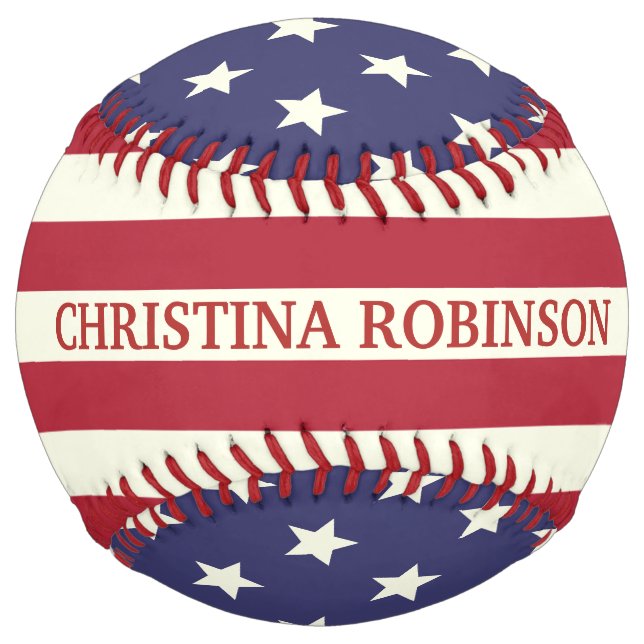 Stars and Stripes Patriotic American Flag | Name Softball (Front)