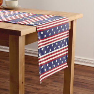 Stars and Stripes Patriotic Americana USA Flag Medium Table Runner