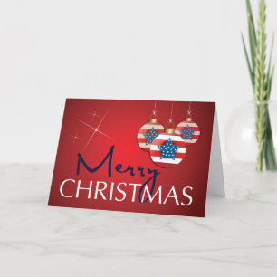 Stars and Stripes Patriotic Christmas Ornament Holiday Card