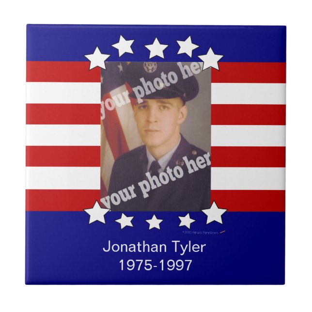 Stars and Stripes Patriotic Custom Photo Tile (Front)