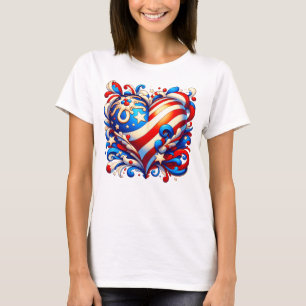 Stars and Stripes Patriotic Heart T-Shirt