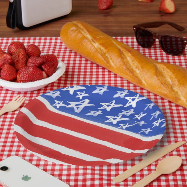 Stars and Stripes, Patriotic, July 4th Paper Plate (Picnic)