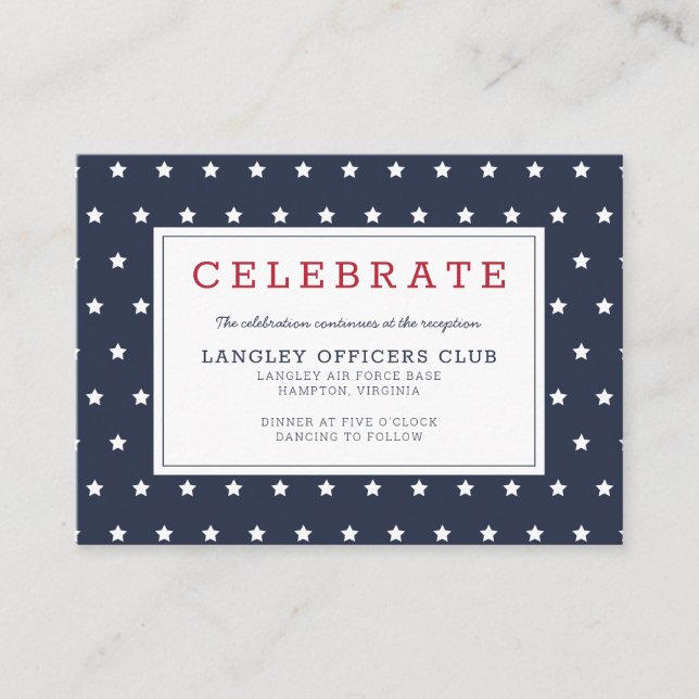 Stars and Stripes Patriotic Military Wedding Inser Enclosure Card (Front)