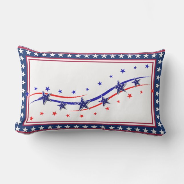 Stars and Stripes Patriotic Throw Accent Pillow (Front)