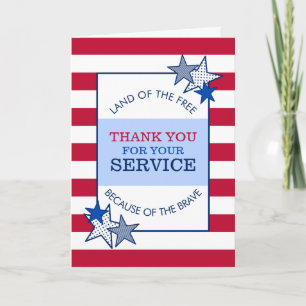 Stars and Stripes Patriotic Veteran Service Modern Thank You Card