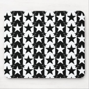 Stars and Stripes Pattern 2 Black and White Mouse Pad