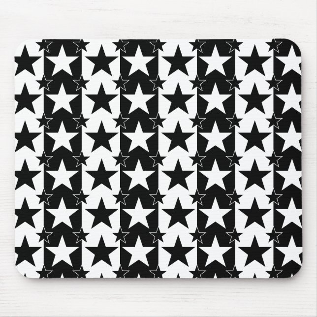 Stars and Stripes Pattern 2 Black and White Mouse Pad (Front)