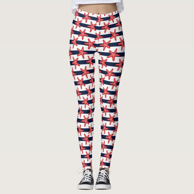 Stars And Stripes Pattern Leggings (Front)