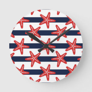 Stars And Stripes Pattern Round Clock