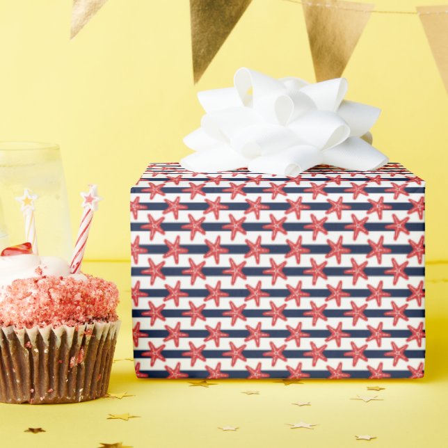 Stars And Stripes Pattern Wrapping Paper (Birthday Party)