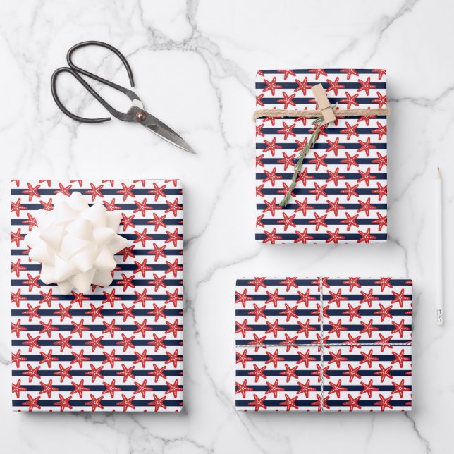 Stars And Stripes Pattern Wrapping Paper Sheet (Front)