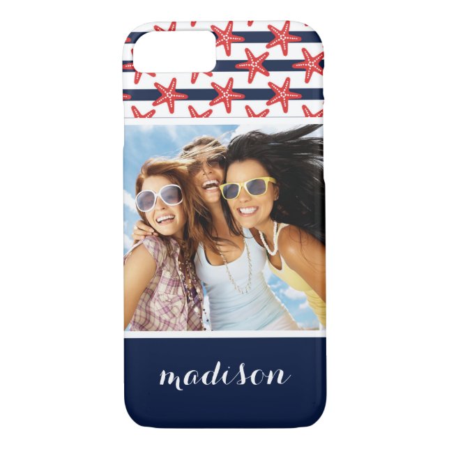 Stars And Stripes Pattern | Your Photo & Name Case-Mate iPhone Case (Back)