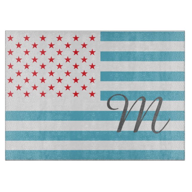 Stars and Stripes personalised monogram Cutting Board (Front)