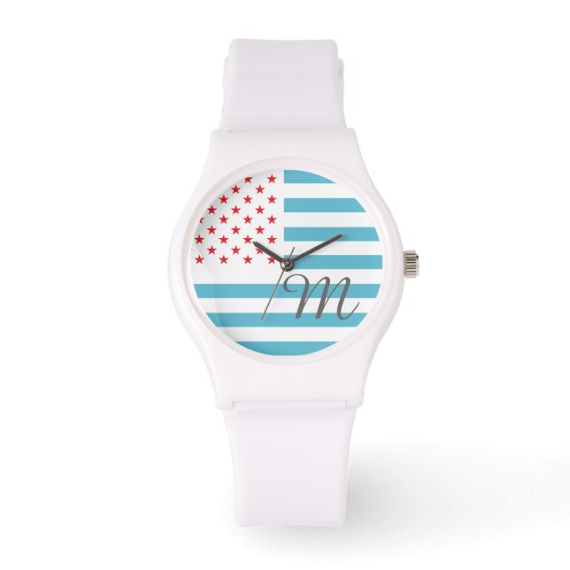 Stars and Stripes personalised monogram Watch (Front)